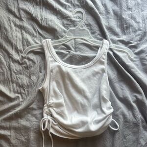 Princess Polly White Ruched Tie Front Tank Top